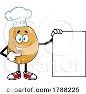 Poster, Art Print Of Cartoon Chef Potato Mascot With A Menu Or Sign