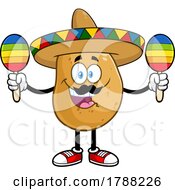 Cartoon Mexican Potato Mascot Holding Maracas by Hit Toon