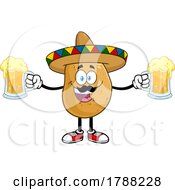 Cartoon Mexican Potato Mascot With Beer