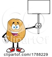 Poster, Art Print Of Cartoon Potato Mascot Holding A Blank Sign
