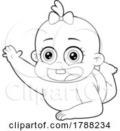 02/01/2023 - Cartoon Black And White Baby Girl Reaching