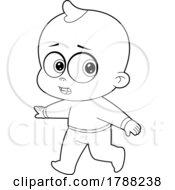Poster, Art Print Of Cartoon Black And White Baby Boy Walking