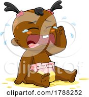 Cartoon Baby Girl Crying In A Wet Diaper