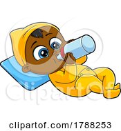 Poster, Art Print Of Cartoon Baby Boy Holding A Bottle