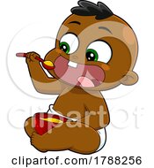 Cartoon Baby Boy Eating by Hit Toon