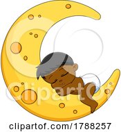 02/02/2023 - Cartoon Baby Boy Sleeping On A Crescent Moon