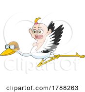 02/02/2023 - Cartoon Baby Girl Flying On A Stork