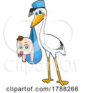 Poster, Art Print Of Cartoon Baby Boy And Delivery Stork