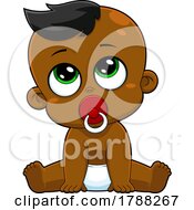 Cartoon Baby Boy Sitting With A Pacifier