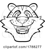 Poster, Art Print Of Cartoon Black And White Happy Tiger Mascot