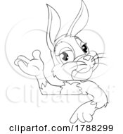 Poster, Art Print Of Easter Bunny Rabbit Cartoon Character Peeking Sign