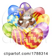 Poster, Art Print Of Easter Bunny Giant Chocolate Easter Eggs Cartoon