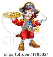 Poster, Art Print Of Pirate Cartoon Captain Pizza Chef Mascot