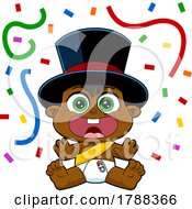 Poster, Art Print Of Cartoon New Year Baby With Confetti