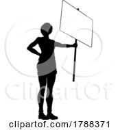 Poster, Art Print Of Protest Rally March Picket Sign Silhouette Person