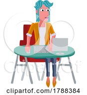 02/04/2023 - Woman Working Behind Desk Computer Workstation