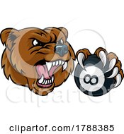 02/04/2023 - Bear Angry Pool 8 Ball Billiards Mascot Cartoon