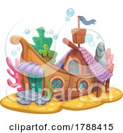 Poster, Art Print Of Fantasy Sea Floor Sunken Ship House