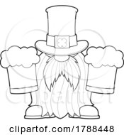 Poster, Art Print Of Cartoon Black And White Long Bearded Leprechaun Holding Green Beers