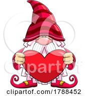 Cartoon Valentine Gnome Holding A Big Love Heart