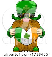 Cartoon Long Bearded Leprechaun Holding An Irish Flag Heart