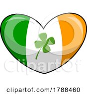Cartoon Heart Shaped Irish Flag With A Shamrock