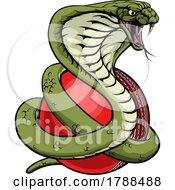 Poster, Art Print Of Cobra Snake Cricket Ball Animal Sports Team Mascot