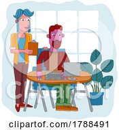 Poster, Art Print Of People Working Business Illustration Office Scene