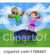 02/06/2023 - Kids Jumping On A Round Cartoon Trampoline