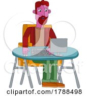 Poster, Art Print Of Man Working Behind Desk Computer Workstation