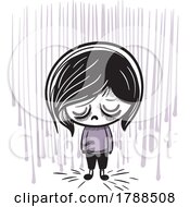 Poster, Art Print Of Sketched Sad Child With Anxiety
