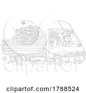 Cartoon Black And White Cat And Man Transporting Firewood