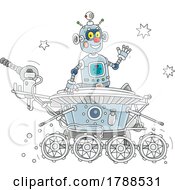 Cartoon Robot Riding A Rover