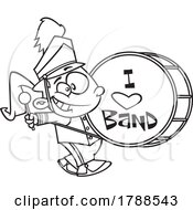 Cartoon Black And White Girl Playing A Drum In A Marching Band by toonaday