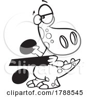 Cartoon Black And White Math Dinosaur With A Division Symbol