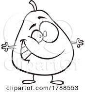 Poster, Art Print Of Cartoon Black And White Happy Pear