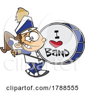 Poster, Art Print Of Cartoon Girl Playing A Drum In A Marching Band
