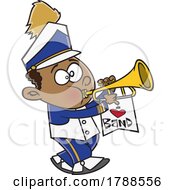 Cartoon Boy Playing A Trumpet In A Marching Band