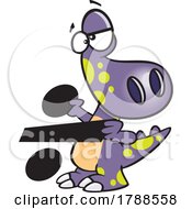 Cartoon Math Dinosaur With A Division Symbol