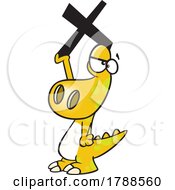 Cartoon Math Dinosaur With A Multiplication Symbol