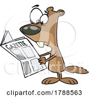 Cartoon Groundhog Reading The Newspaper