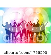Poster, Art Print Of Crowd Of People Dancing On Rainbow Bokeh Lights Background