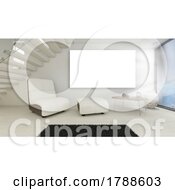 Poster, Art Print Of 3d Contemporary Room Interior And With Blank Canvas