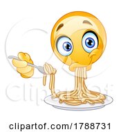 Yellow Smiley Emoticon Eating Pasta