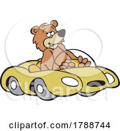 Poster, Art Print Of Cartoon Bear Diving A Convertible Sports Car