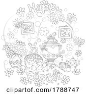 Poster, Art Print Of Cartoon Black And White Happy Easter Greeting