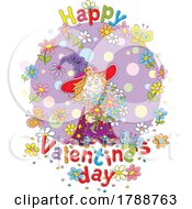 Poster, Art Print Of Cartoon Witch Girl With A Happy Valentines Day Greeting