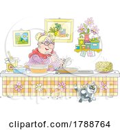Cartoon Lady Cooking Pancakes