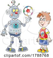 Cartoon Robot And Boy Playing