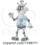 Poster, Art Print Of Cartoon Robot Waving